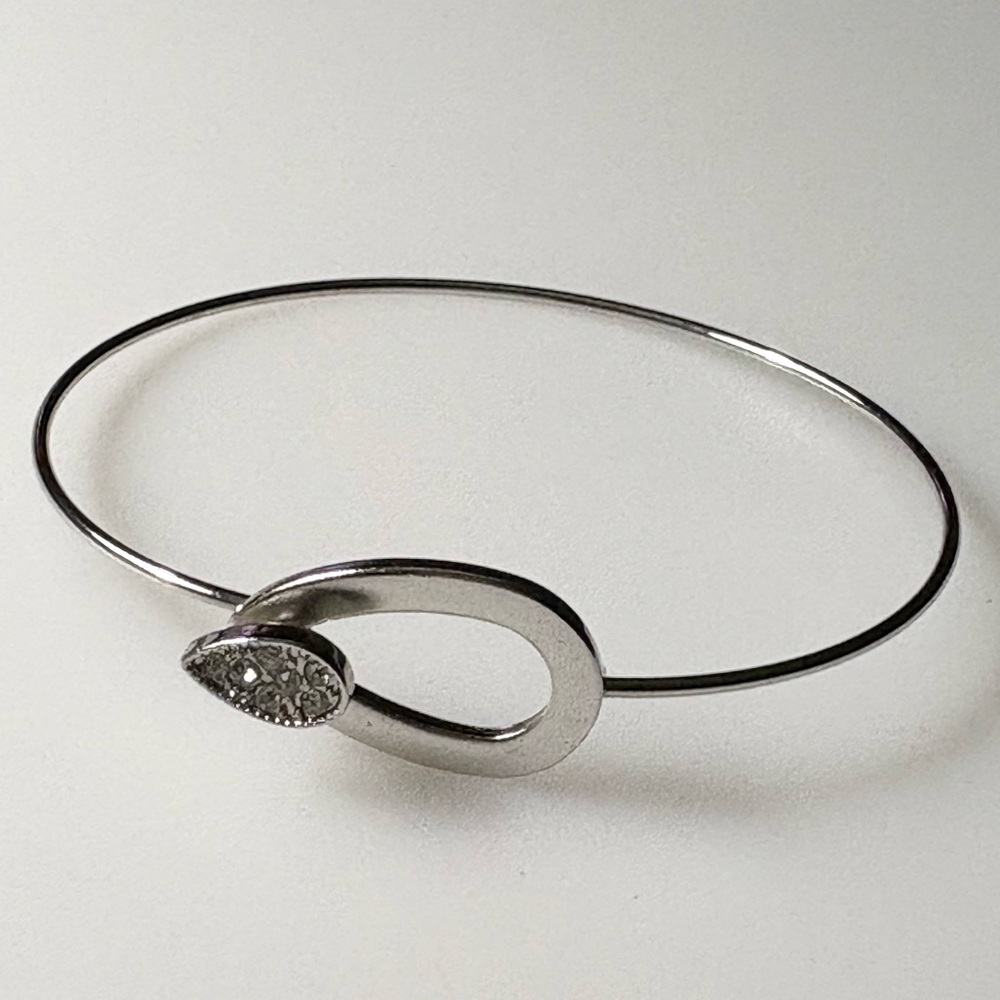 Vintage Silver Tone Eye and Hook Bangle Bracelet